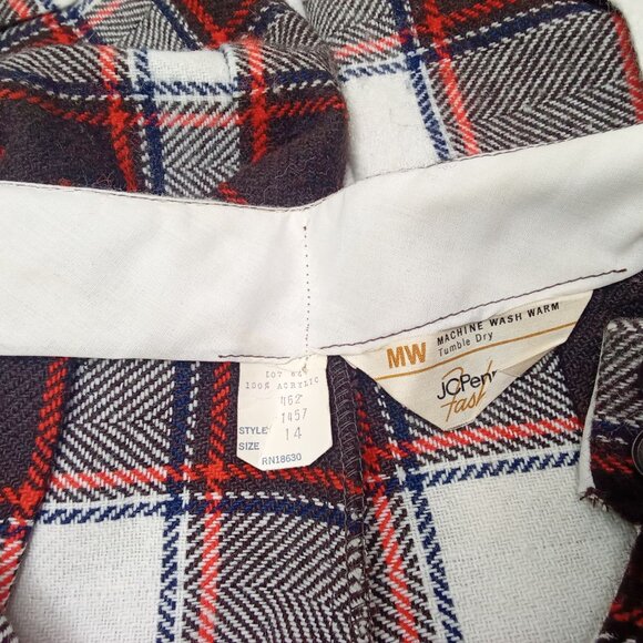 Vintage 60s-70s JC Penney Fashions Plaid Pants WideLeg Cuff Highrise Pocket (14) - Picture 10 of 11